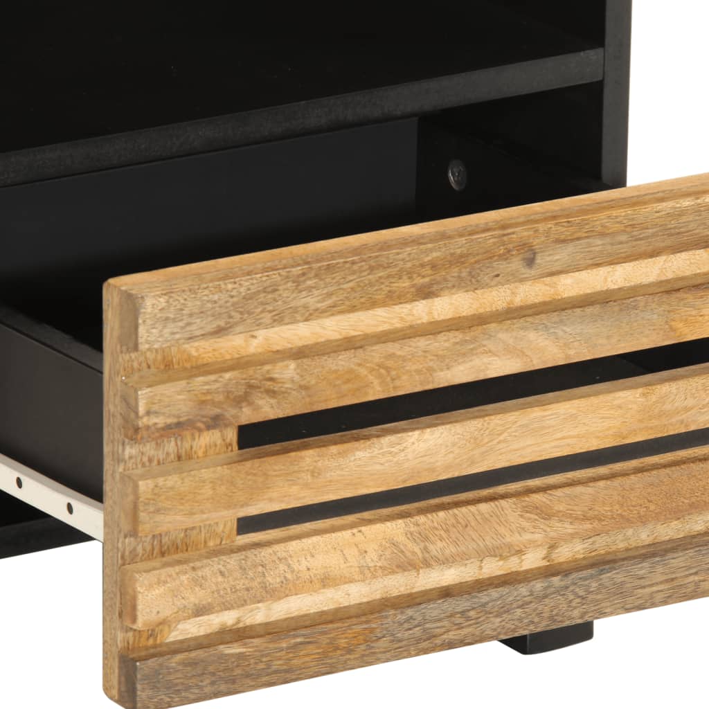 2 pcs Mesas de cabeceira，Mesita de noche，Mesa Auxiliar 40x34x46 cm mangueira áspera maciça CFW559879 - 8