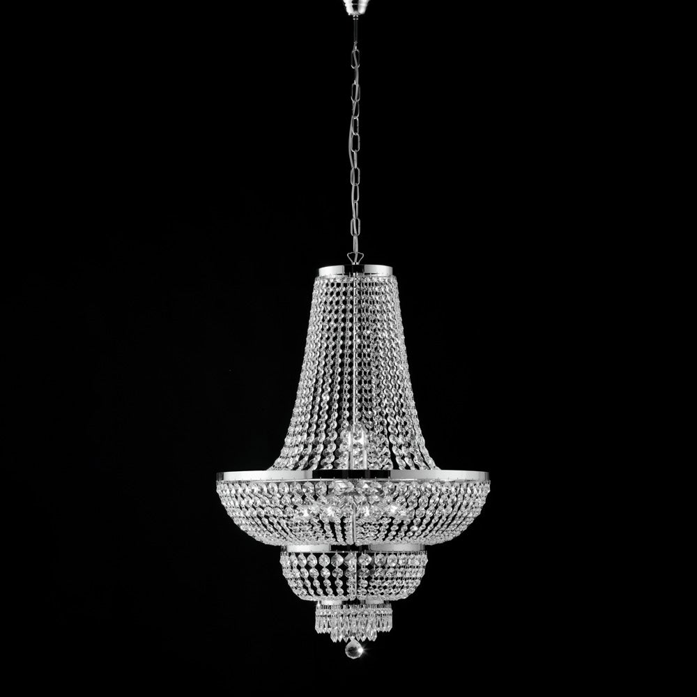 Mozart Lustre en fer et laiton chromé avec strass 10 lumières 155 d.65 BL189-10-CR - 2