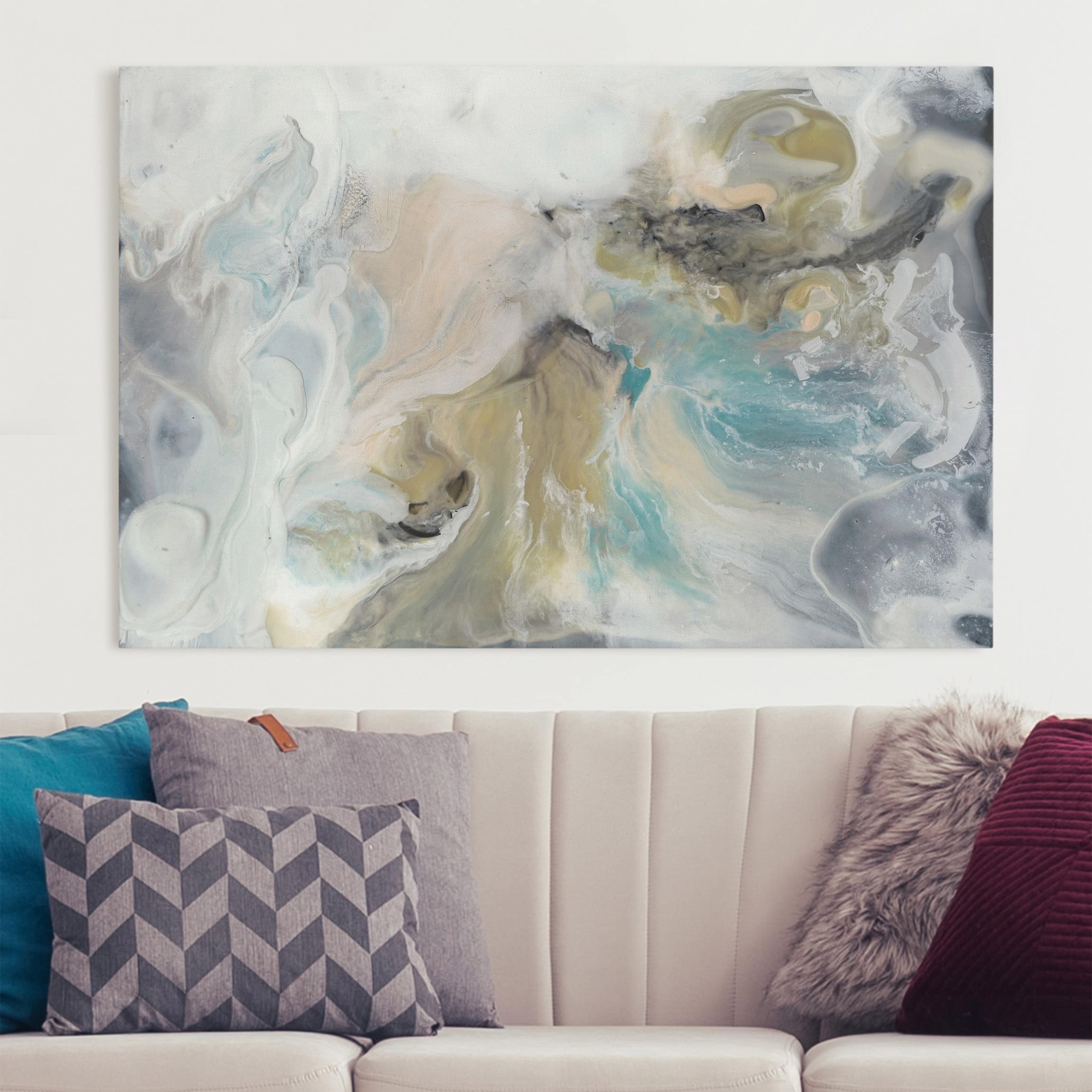 Lienzo cuadro en lienzo bastidor impresion en lienzo beige abstracto pintura 296 cuarto de baño cocina dormitorio salón pasillo 60 x 40 cm