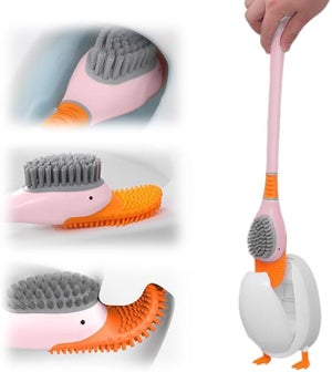 TRENTI Set Scopino WC Con Supporto Ventilato A Parete, Setole In Silicone, Manico Ergonomico, Design Compatto Bianco - 3