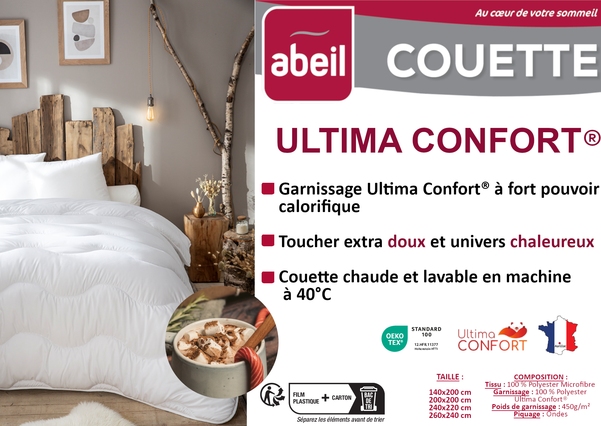 Couette très chaude 220 x 240 cm polyester blanc - 4