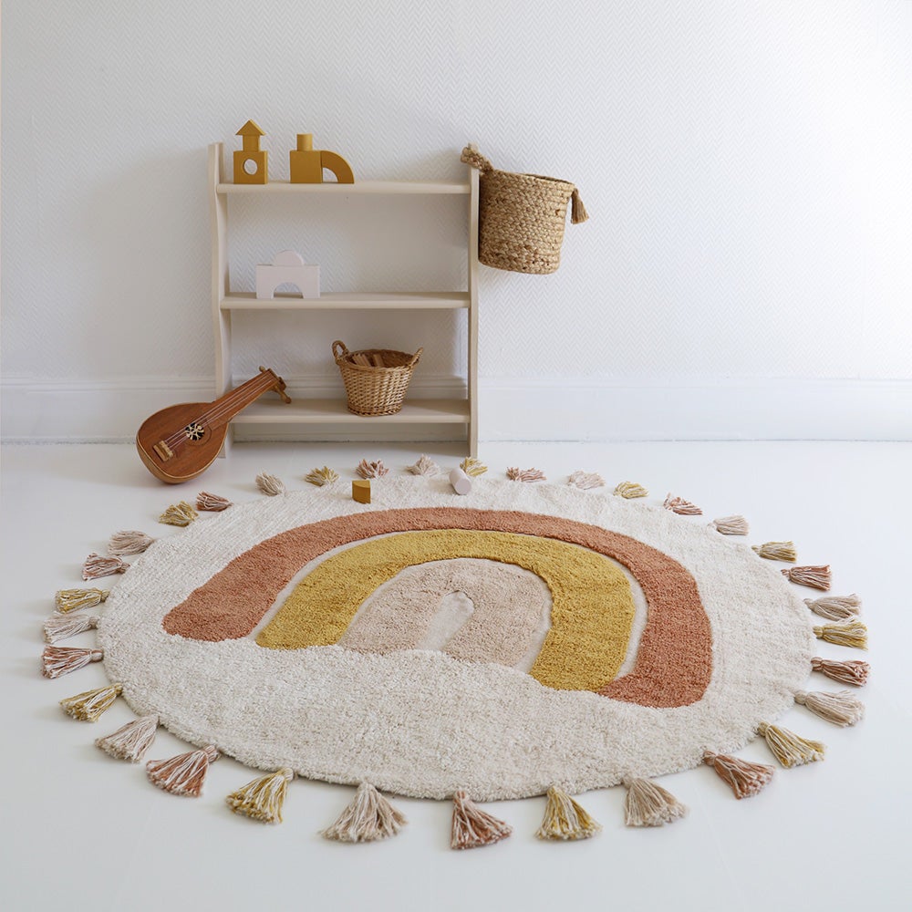 Tapis enfant coton lavable arc en ciel avec pompons RAINBOW TOFFEE - 4