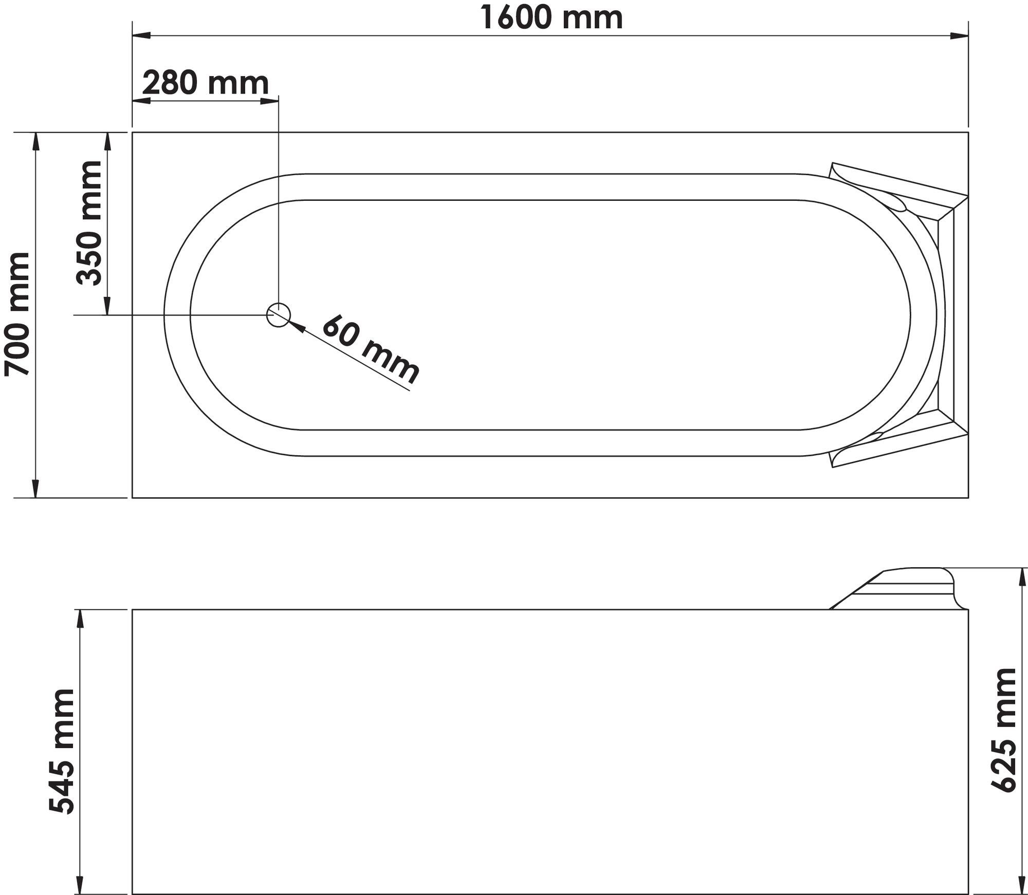Ondée - Baignoire Acrylique 160x70cm 192l - Fany - 7