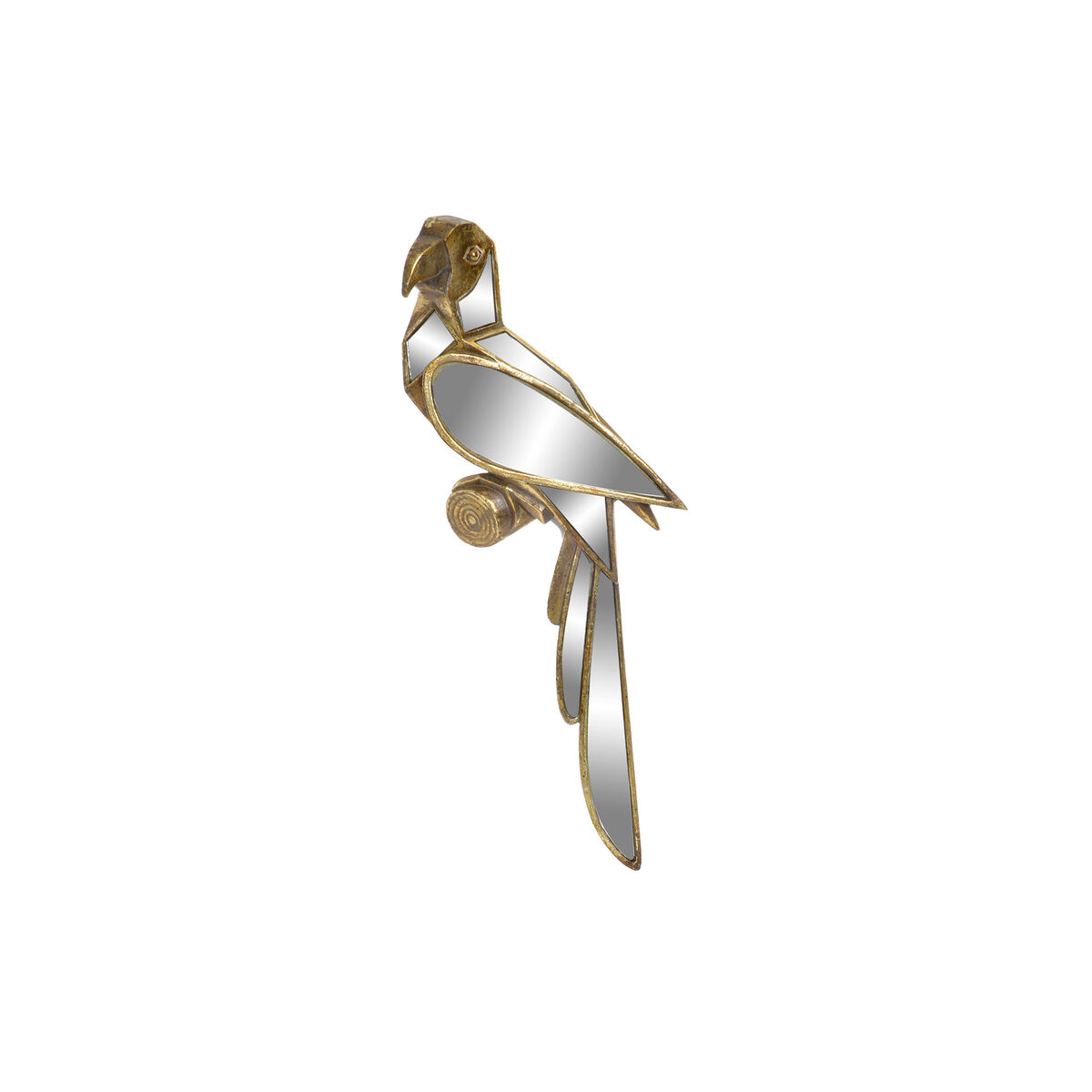 Decoración de pared dkd home decor espejo dorado resina loro (18 x 6 x 43 cm)