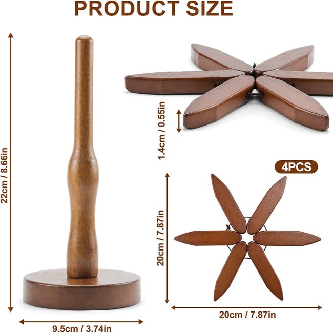 Set 4 Sottopentola In Legno A Forma Di Albero Di Natale, Con Supporto, Diametro 19,8 Cm, Per Pentole E Piatti Caldi, Noce Nero, Regalo Cucina