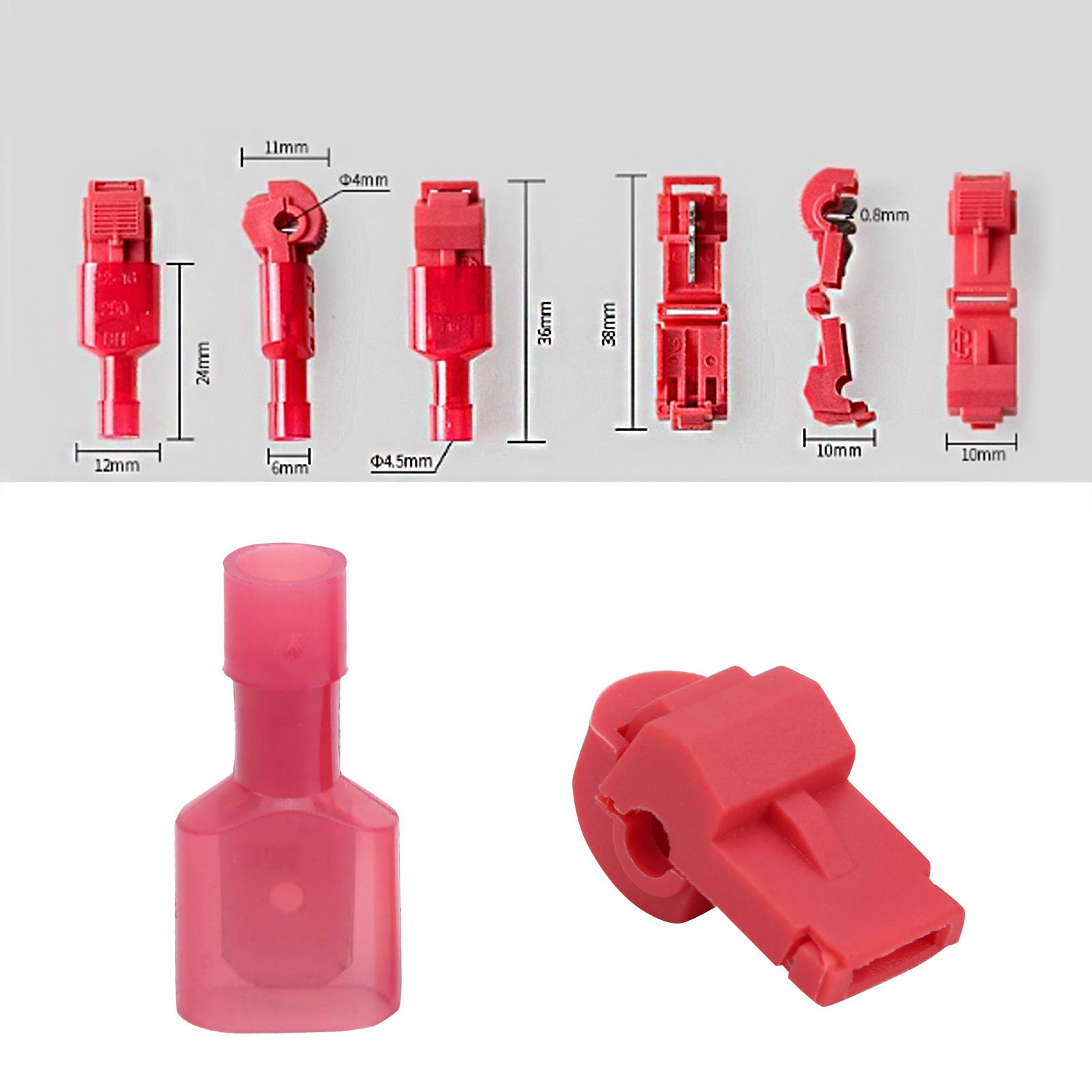 120 paia TTap Quick Splice Wire Terminali Elettrici Connettori Assortimento Kit (Rosso) - 8