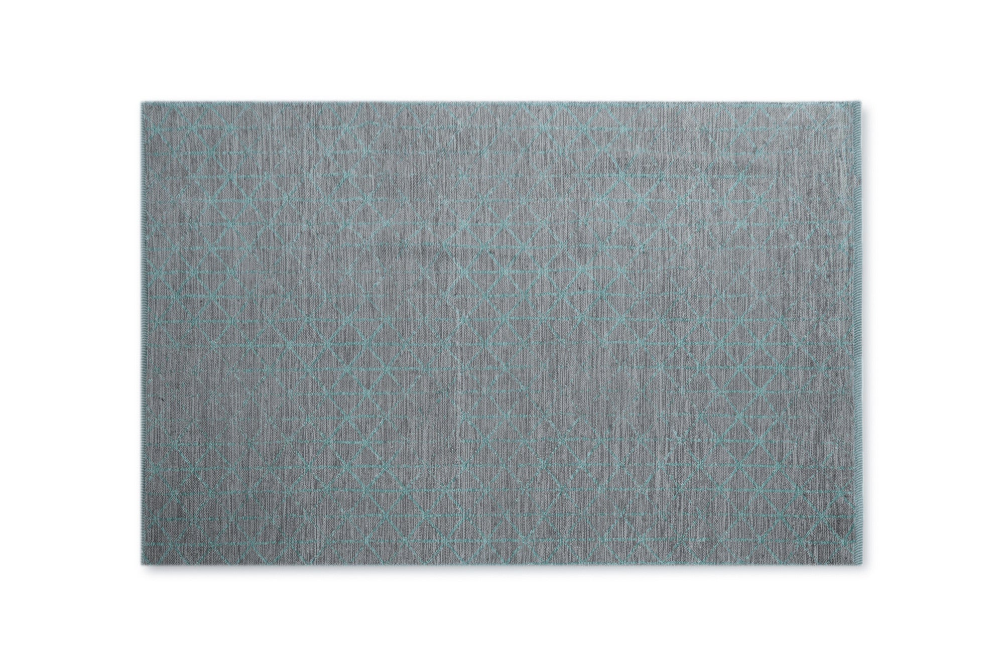 Dywan bawełniany geometryczny szary i turkusowy 175x235 cm | Nowoczesny i stylowy