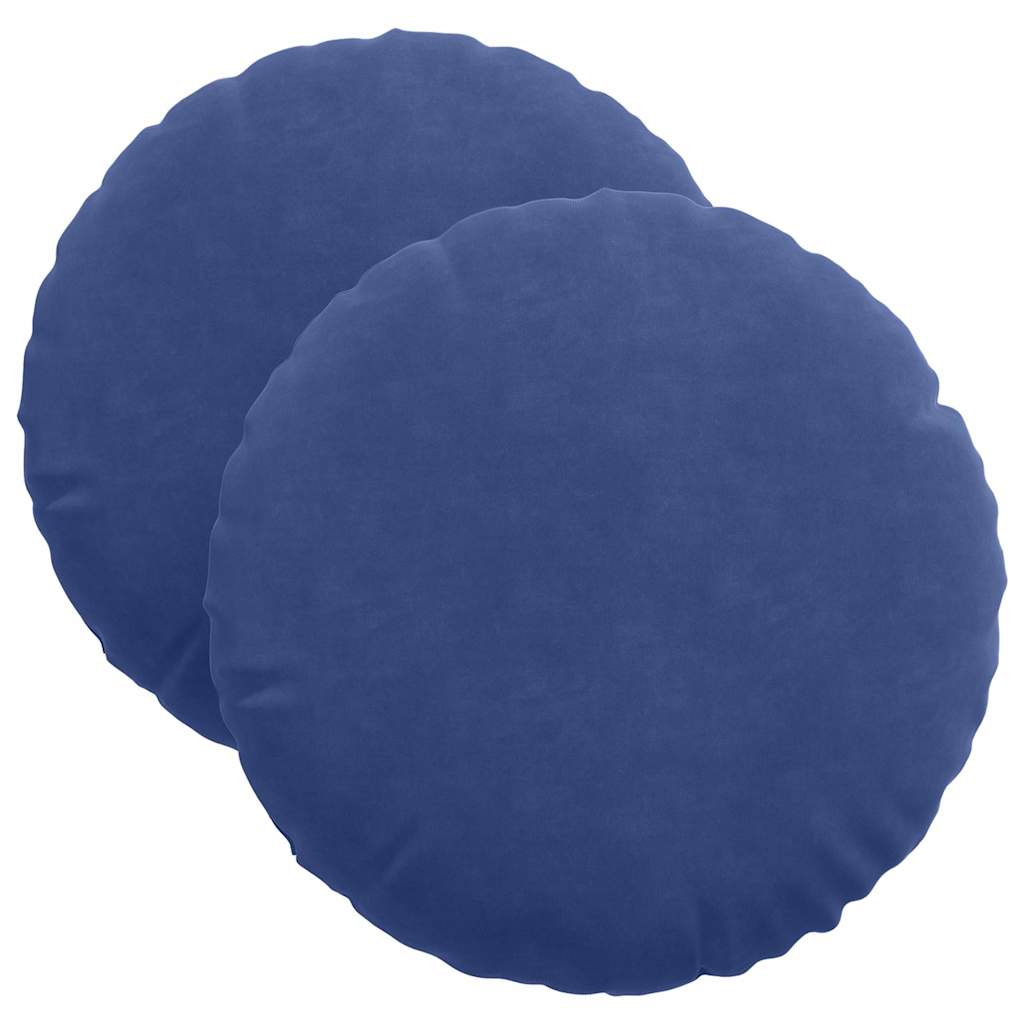 Cojines para asiento 2 pcs Azul Policía Ø 40 x 13 cm Terciopelo - 2