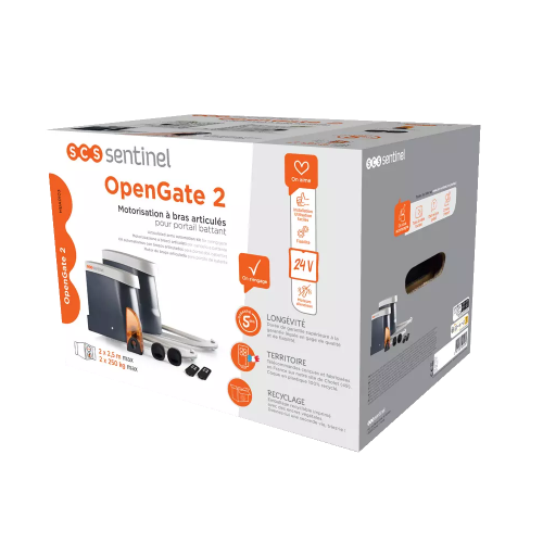 SCS Sentinel, OpenGate2 MBA0103 Articulated Arm Drive for Swing Gates, 24 V, 2 Remote Controls Range 50 m, LED Flashing Light, Length 5 m, 500 kg Max - 4