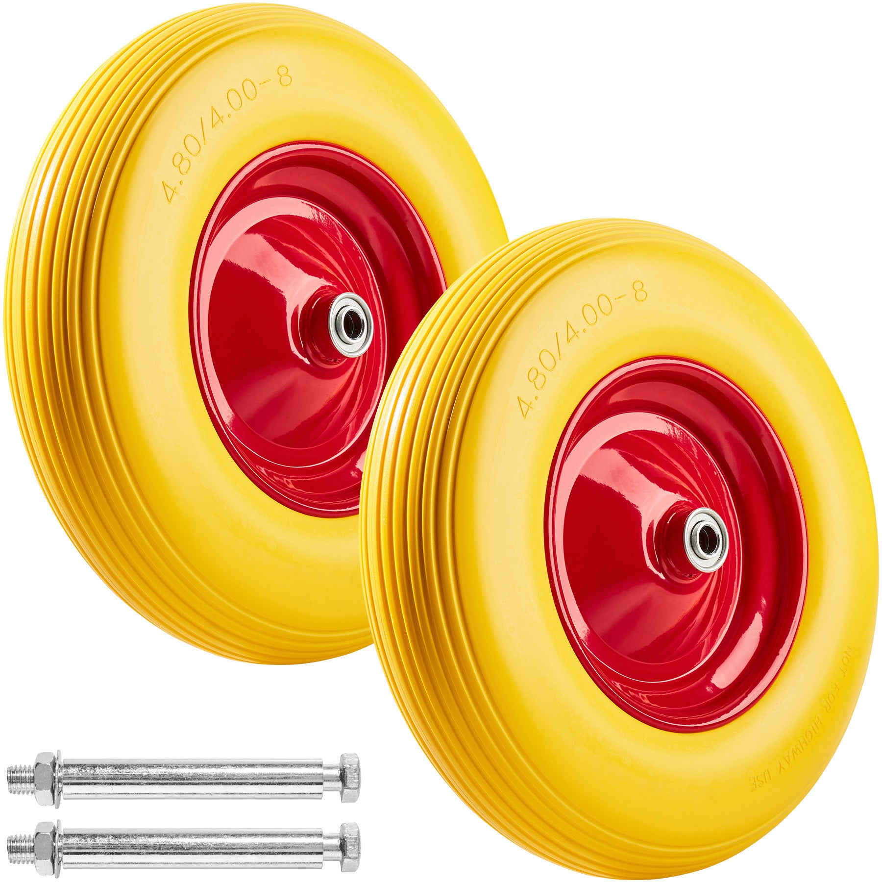 Lot De 2 Roues De Brouette En Polyuréthane Pleines - Anti-crevaison, 360 Mm, Charge 80 Kg