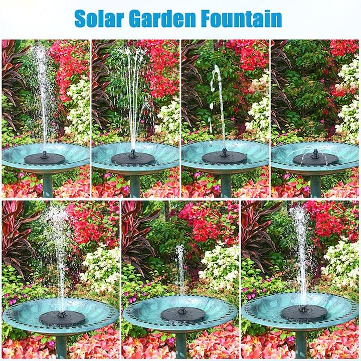 Fontaine solaire de jardin flottante 3W, 8 modes de jet, LED colorées, batterie intégrée, protection pompe, fixation renforcée - 4