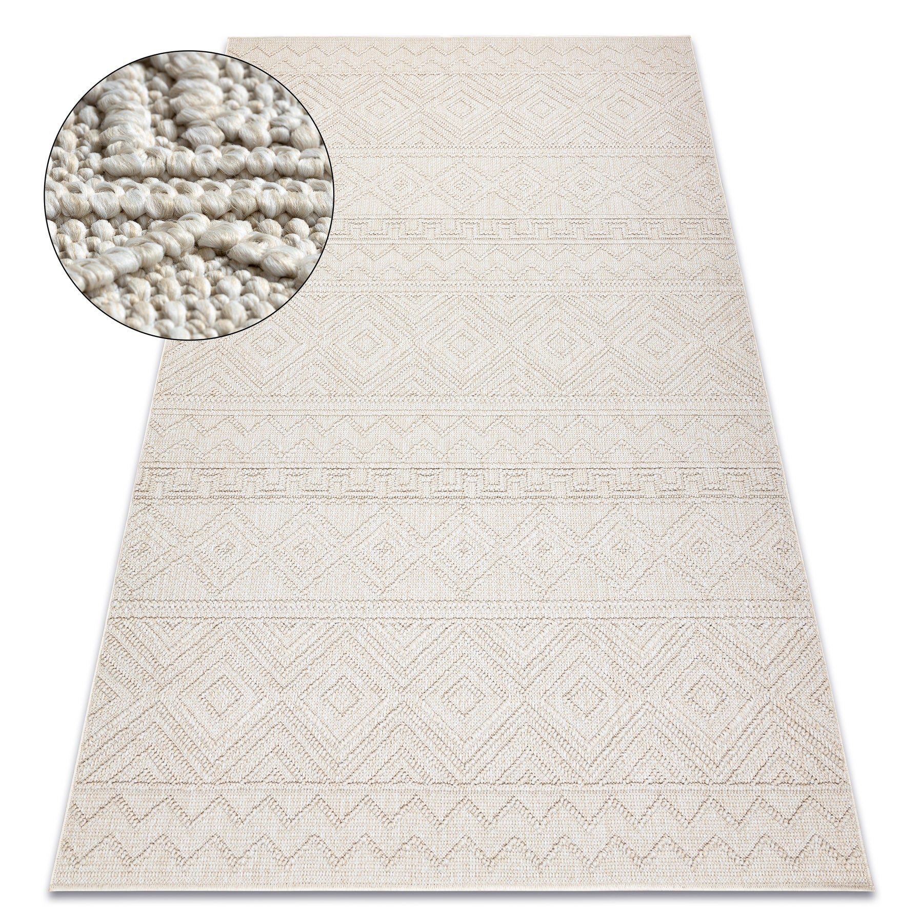 Dywan JERSEY 19234 krem - Romby, pętelkowy, strukturalny BOHO 180x270 cm