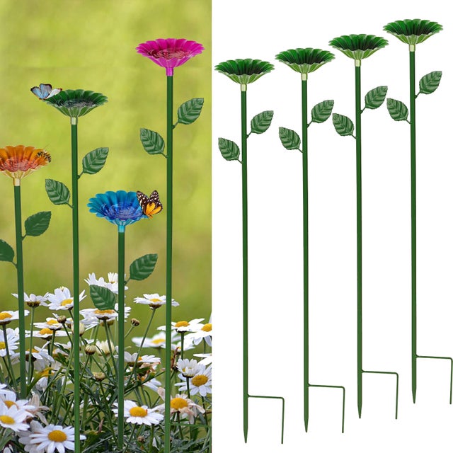 Mangeoire Et Baignoire à Oiseaux En Forme De Fleur - En Fer, Hauteur 63 Cm, Pour Jardin Et Terrasse