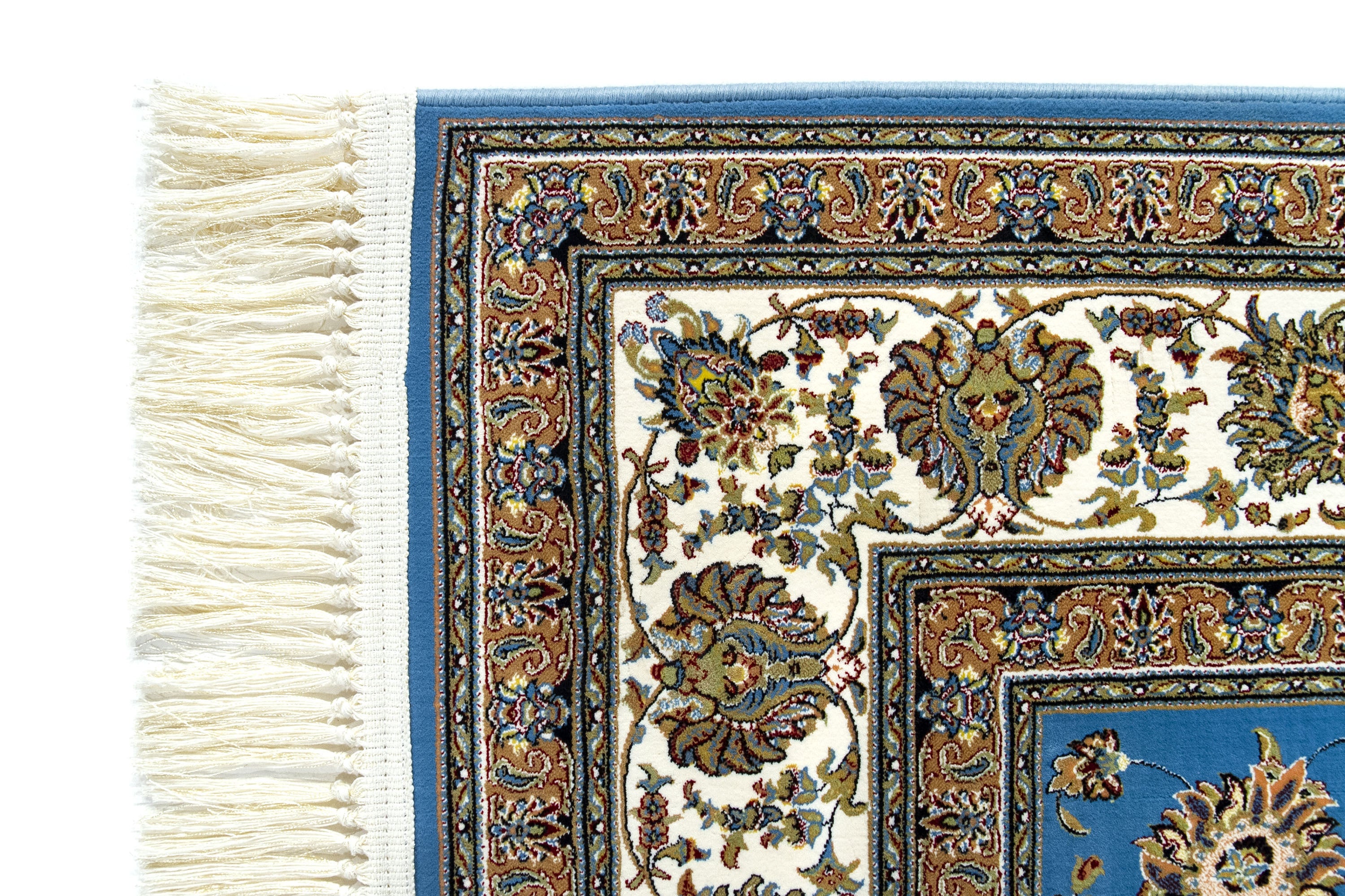 Hamid - Tapis 225x150cm motif floral oriental bleu - 5