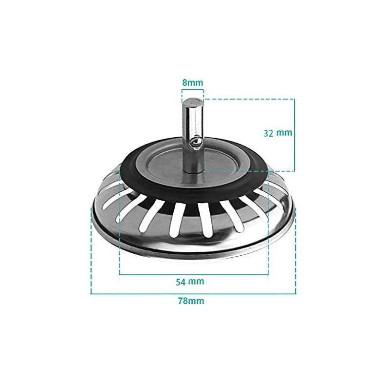 Panier Pour Bonde d'Évier de Cuisine 78 mm ,Crépine Universelle Acier Inoxydable, Bouchon Panier Pop-Up, Lavable Lave-vaisselle - 5