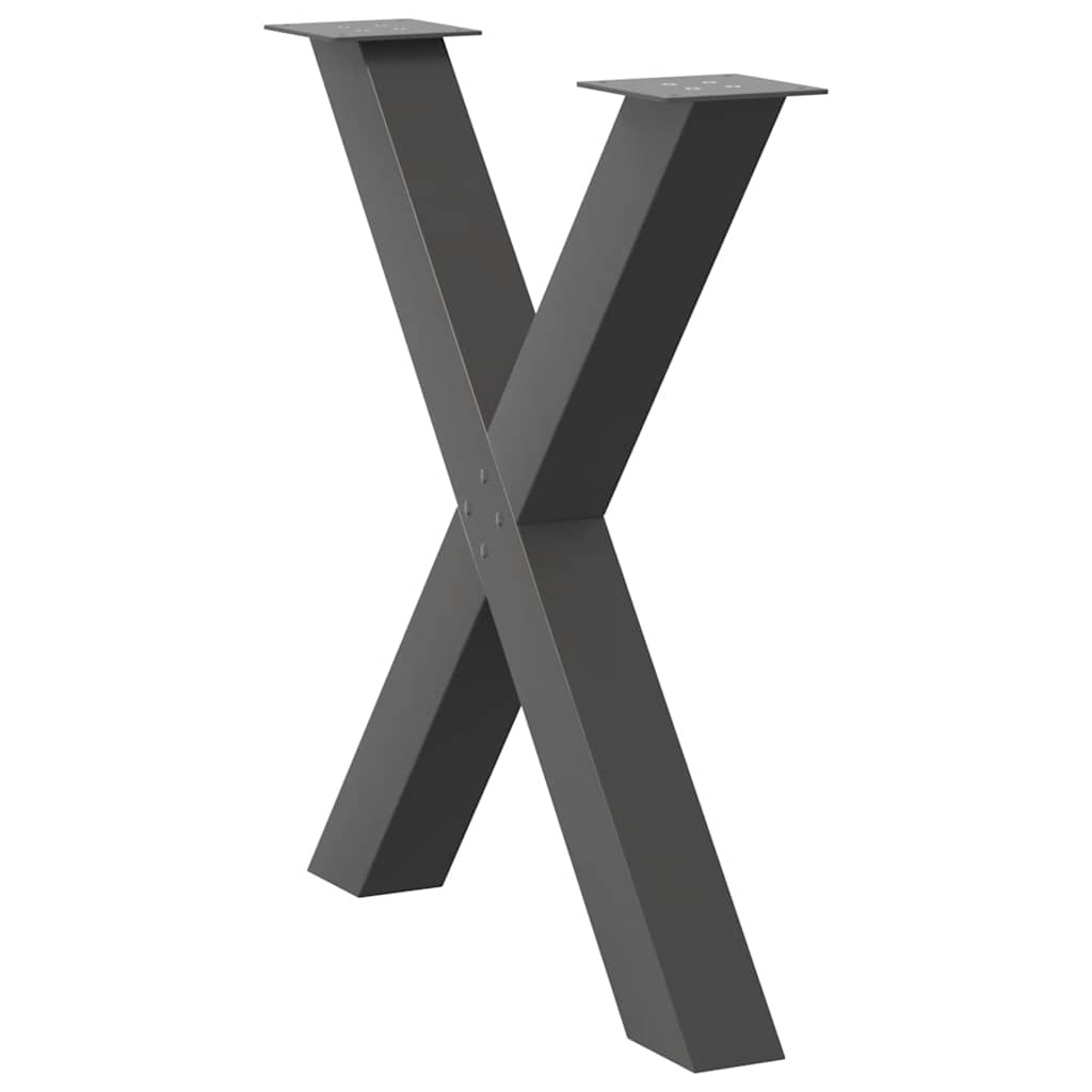 Maison Exclusive - Pieds de table à manger en forme de X 2 pièces Anthracite 70 x (72-73) cm Acier - 4