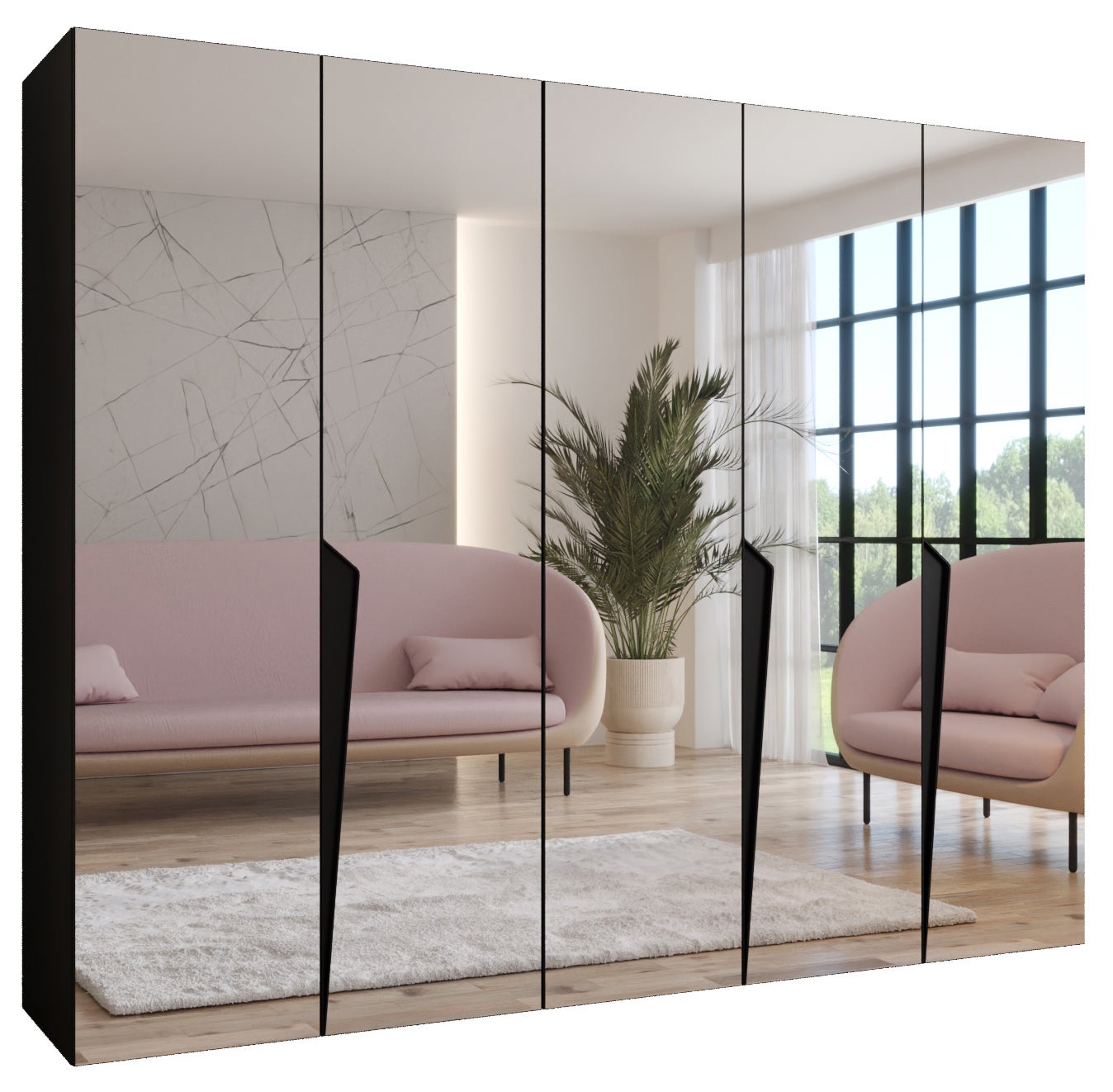 Szafa uchylna otwierana Piano 3 250 x 52 x 202 cm czarny + u. Czarny Abiks Meble