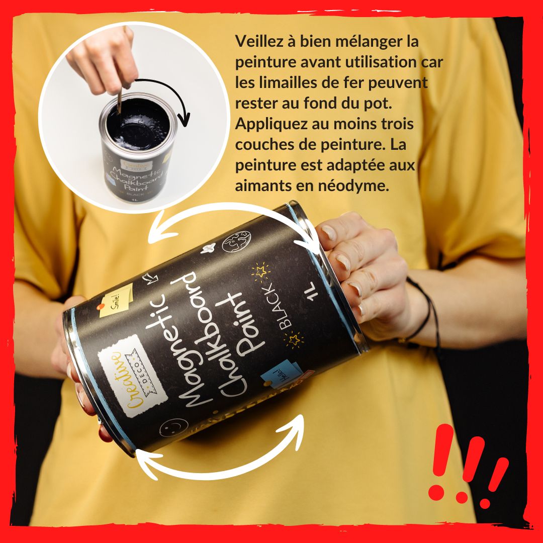 Creative Deco 1L Peinture Ardoise Magnetique Peinture Tableau Noir Aimantée | Efficacité 2m² avec 3 Couches | à Base d'eau | Pour Aimants en Néodyme - 4