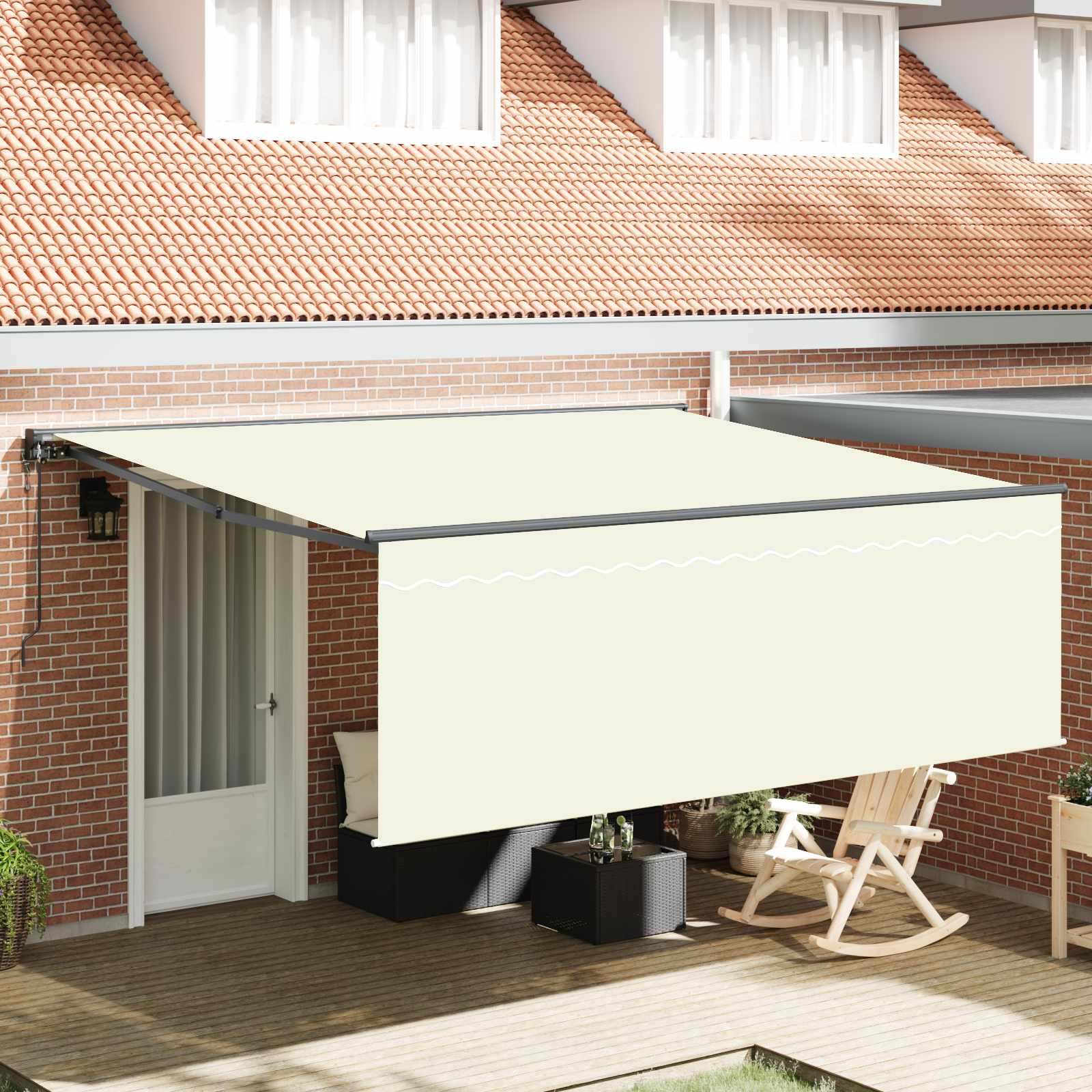 Markiza zwijana Kremowy 400 × 300 cm Poliester i aluminium vidaXL