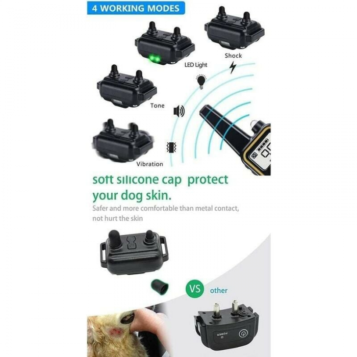 Collar para perros con un alcance efectivo de 800 metros, control remoto recargable y clasificación de impermeabilidad IPX7. - 3