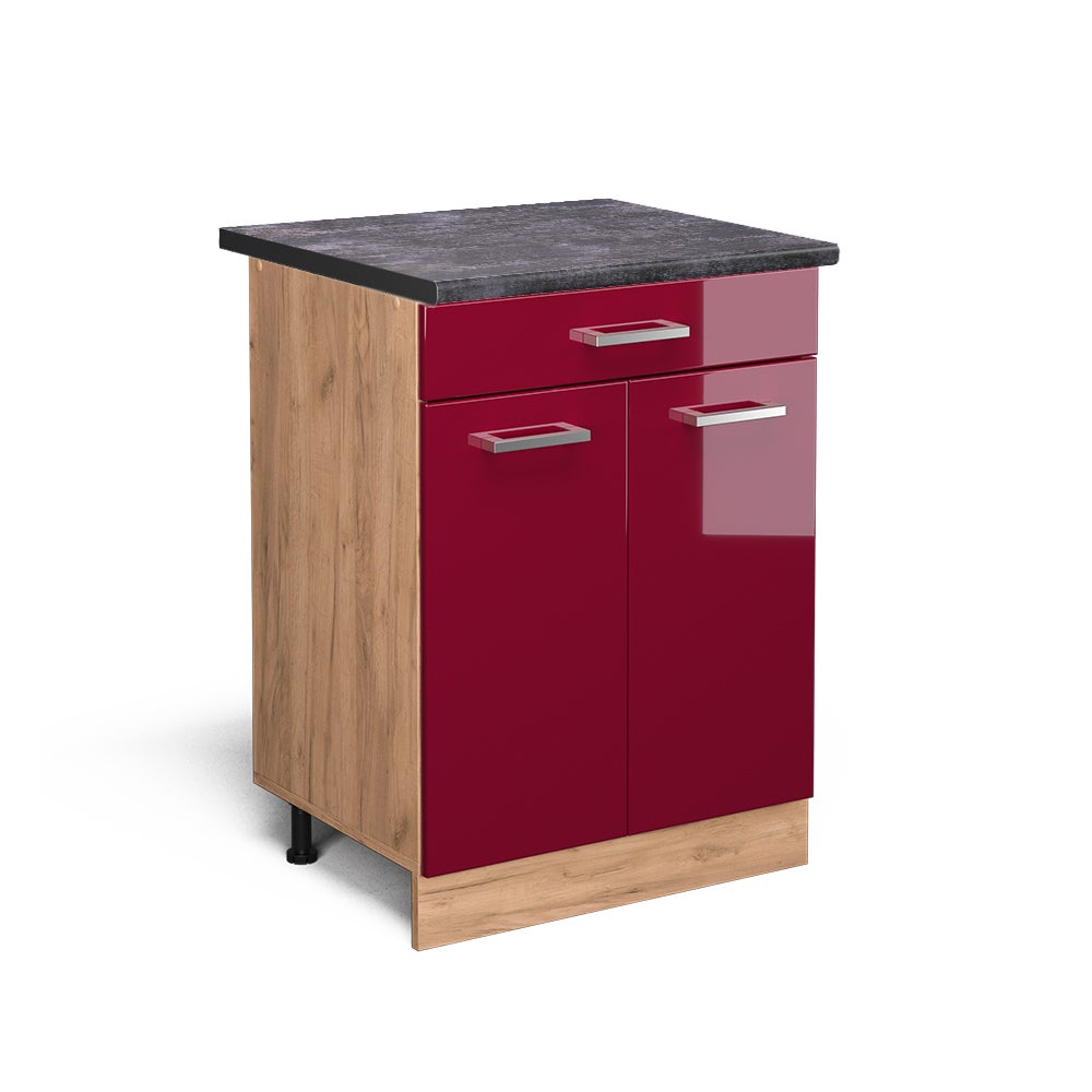 Cuisine Intégrée Vicco R-Line 160 Cm – Anthracite/Bordeaux Ultra-brillant – Neuve