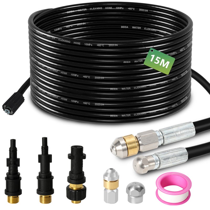 Tuyau Haute Pression 10 Mètres 250 Bar - Résistant Aux Pliures, Flexible - Compatible Kärcher K2 à K7 - Pour Lavage Auto, Nettoyage Extérieur