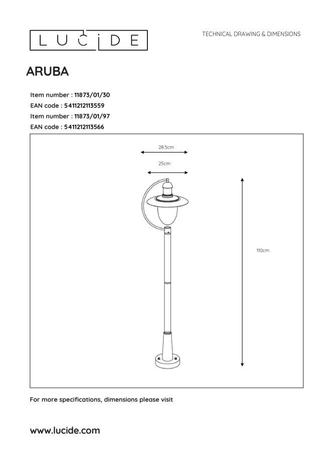 ARUBA-Palo da esterno Metallo e vetro sabbiato H110cm - 5