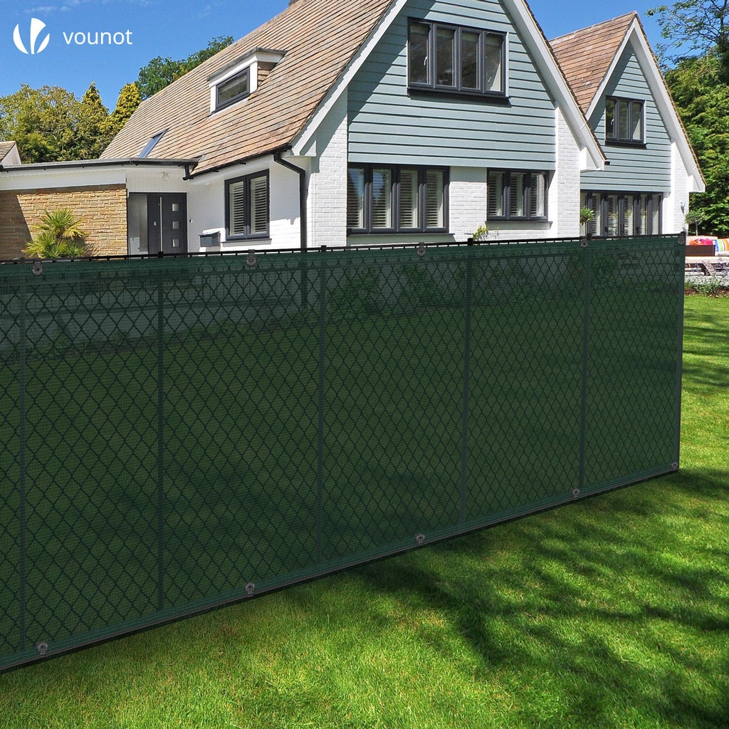 Brise vue occultant en HDPE 90g/m² 1x10m avec attaches de fixation vert VOUNOT® - 3