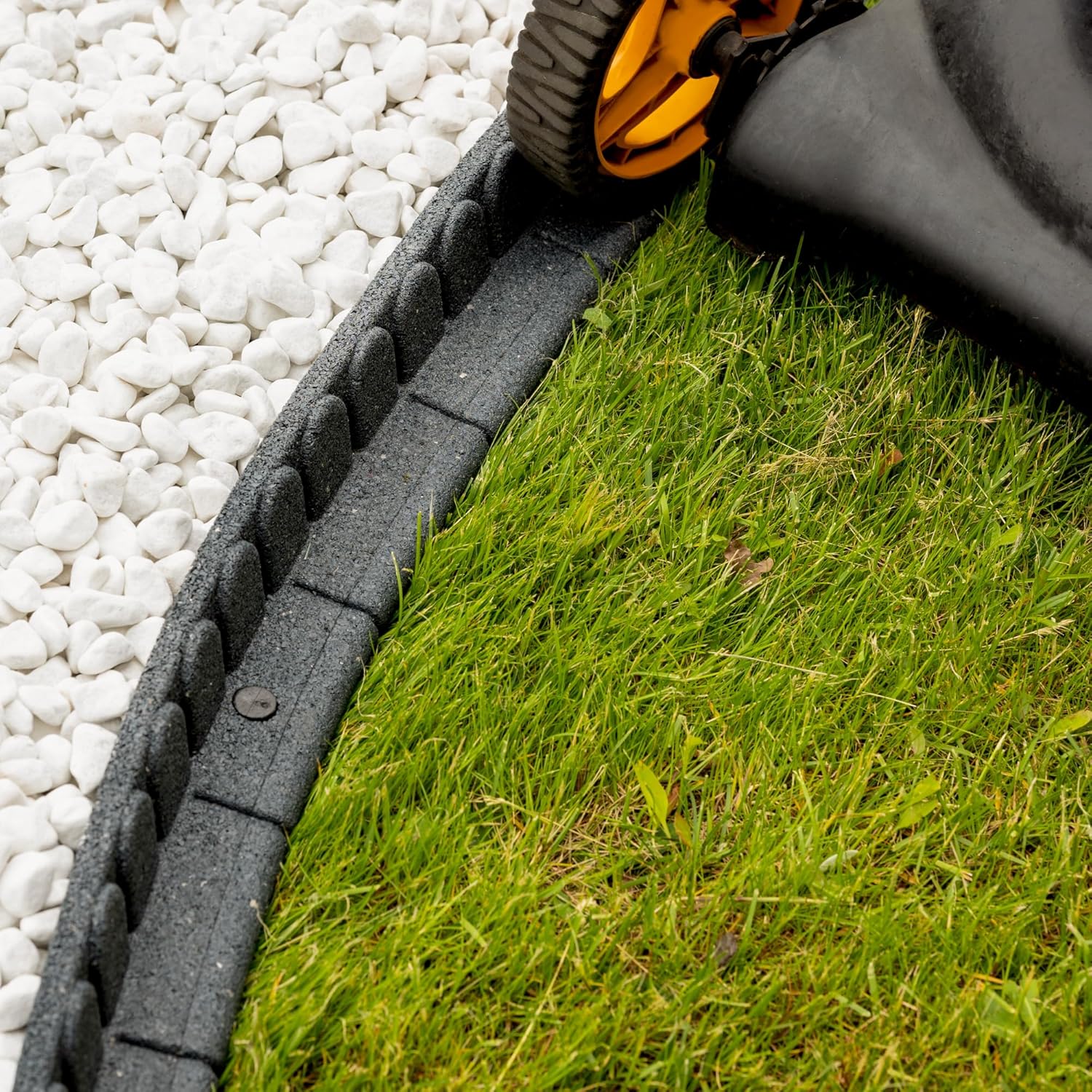Bordură flexibilă de grădină de exterior, de 4,6 m, fabricată din cauciuc reciclat, antracit, pentru peluze, alei și gazon artificial
