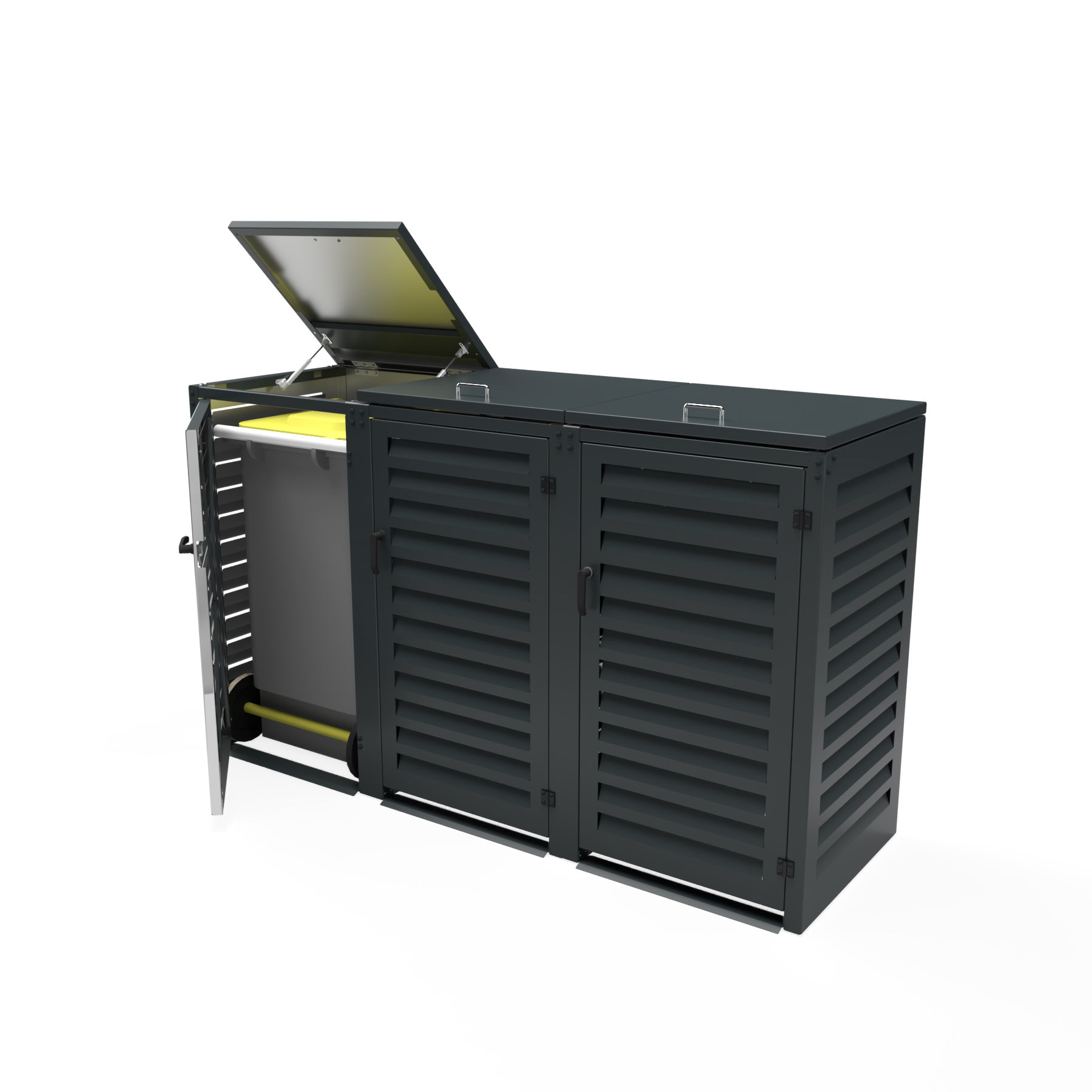 Cache Poubelle Extérieur Triple en Aluminium thermolaqué - Abri pour 3 ...
