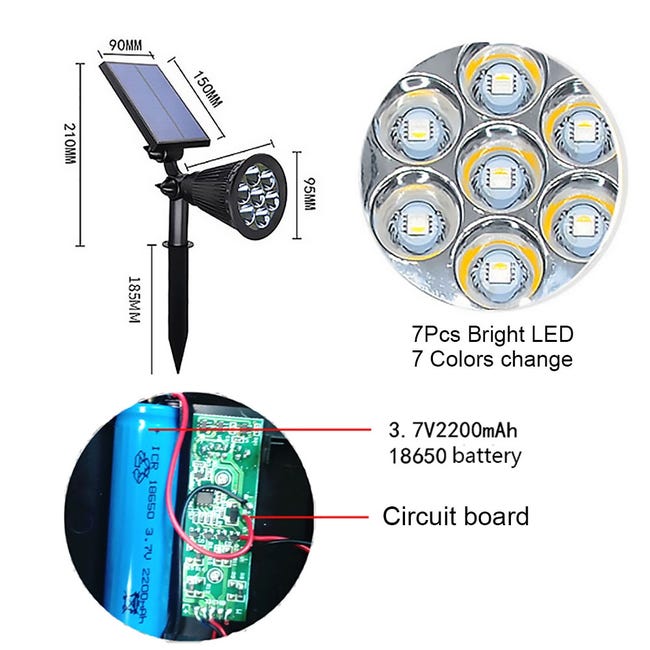 ROSHWEY Faretti solari per esterni, 22 LED, 700 lumen, luminose, ad energia solare, impermeabili, per giardino, vialetto, vialetto, passerella, colore bianco freddo, confezione da 2 ROSHWEY Faretti solari per esterni, 22 LED, 700 lumen, luminose, ad energia solare, impermeabili, per giardino, vialetto, vialetto, passerella, colore bianco freddo, confezione da 2