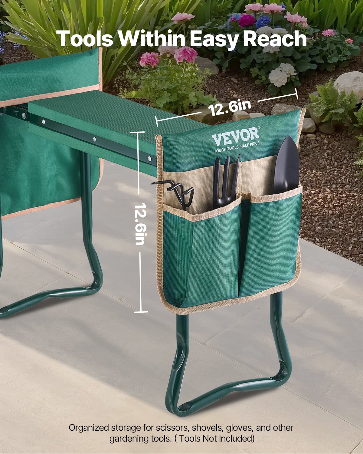 Tabouret Agenouilloir de Jardin VEVOR Coussin Large en EVA 150 mm Banc de Jardinage Pliable Charge 150 kg Siège Polyvalent Confortable,Personnes Âgées - 5
