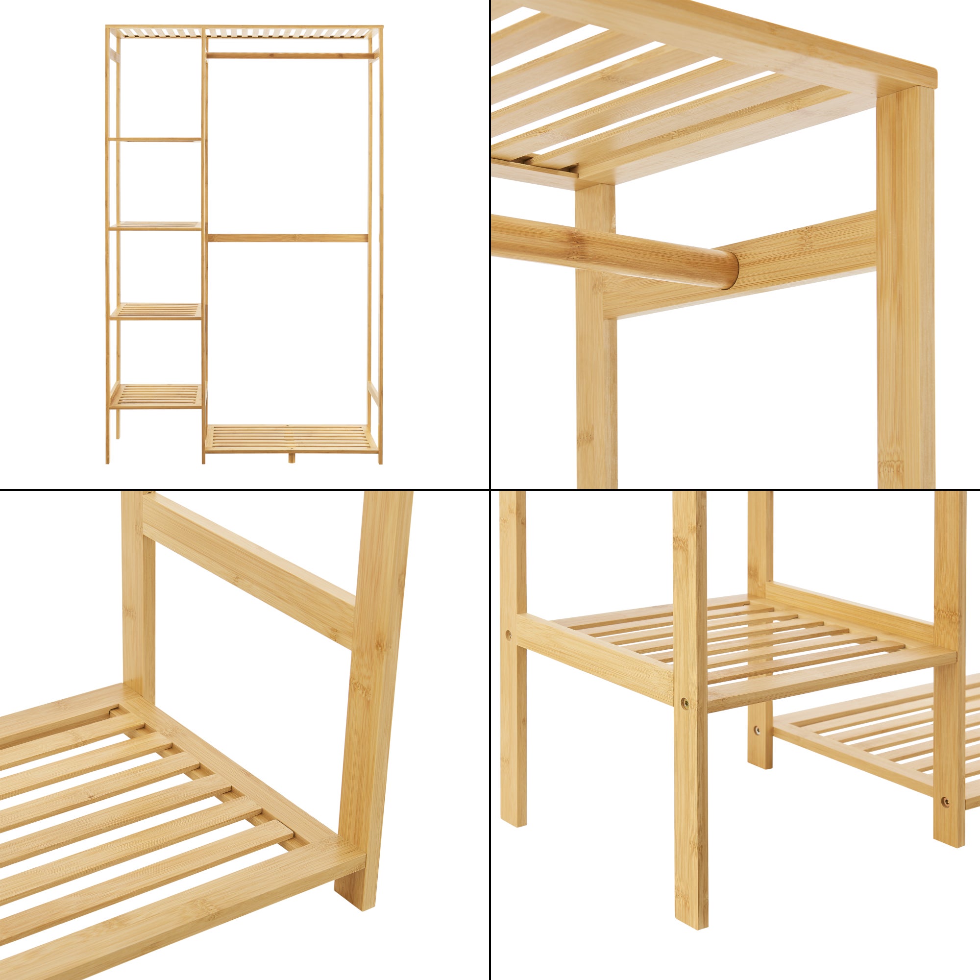 Portant à vêtements Eurajoki en bambou 145 x 90 x 30 cm [en.casa] - 7