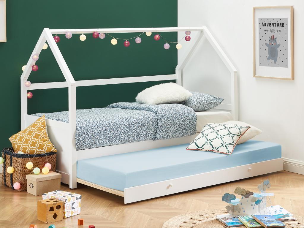 Cama Nido Con Forma De Concha ELUSIA - 90x190 Cm, Terciopelo Rosa, Con Somier De Láminas, 2 Camas En 1