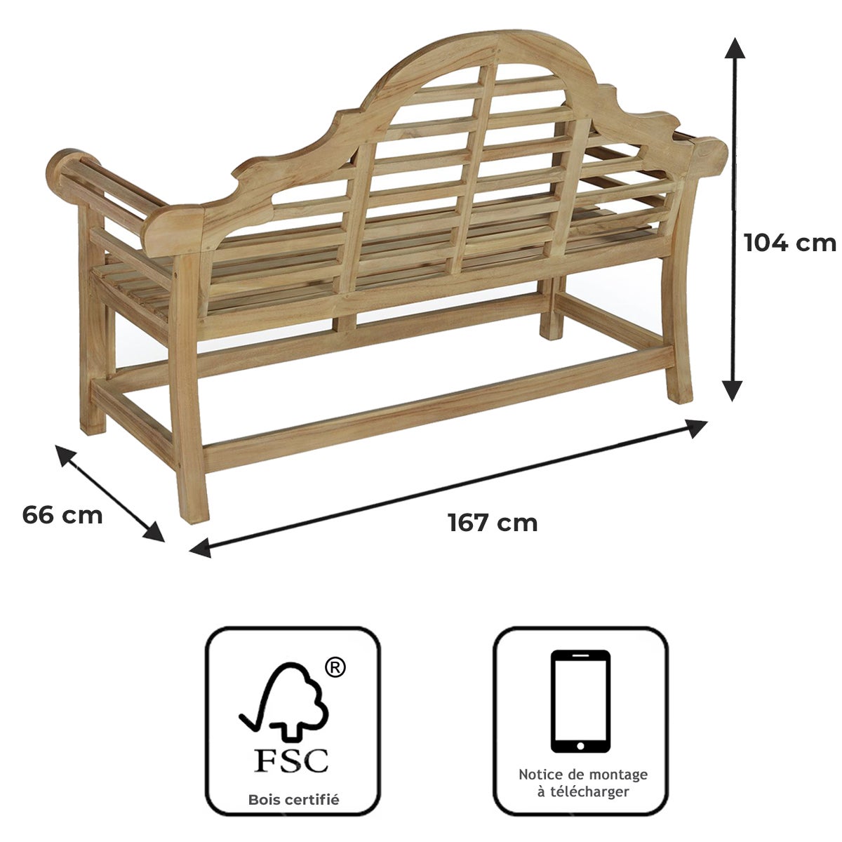 Banc en teck massif Marlborough - 9
