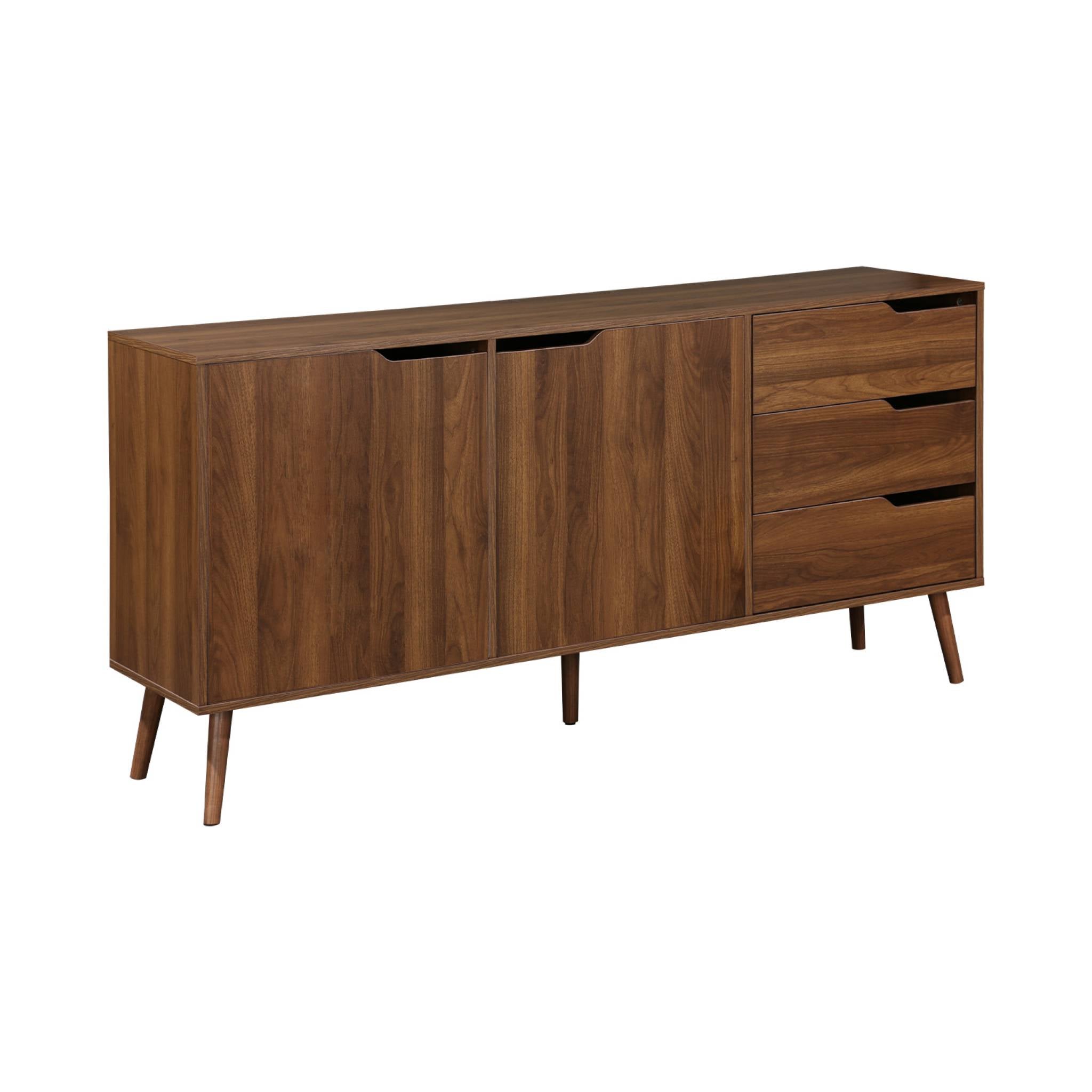 Buffet Avec 3 Tiroirs Et 2 Portes Imitation Chêne - Buffet