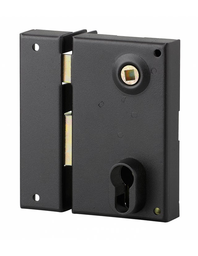 THIRARD - Boitier de serrure verticale en applique double entrée à fouillot pour entrée, gauche, axe 45mm, 73x125mm, noir - THIRARD