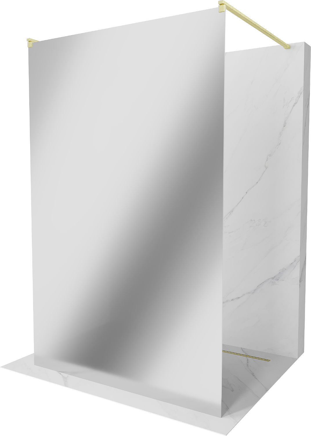 Mexen Kioto ścianka prysznicowa wolnostojąca 140 x 200 cm, lustro 8 mm, złota szczotkowana - 800-140-002-55-50