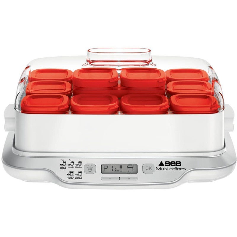 SEB Multi Délices Express Yogurtiera - 12 Vasetti, 5 Programmi, Bianco/Rosso, Con Ricettario - Foto 7