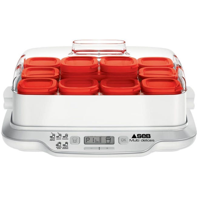 SEB Multi Délices Express Yogurtiera - 12 Vasetti, 5 Programmi, Bianco/Rosso, Con Ricettario - Foto 7
