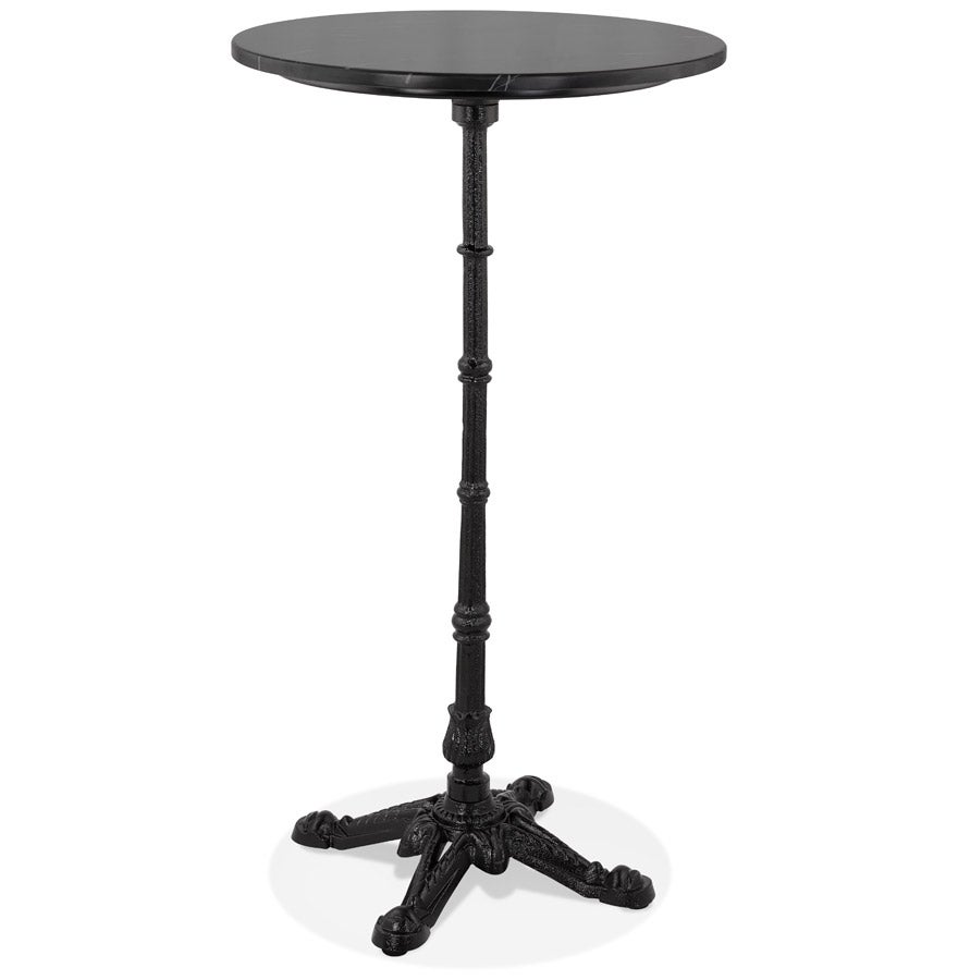 Table haute ronde 'DOMY ROUND' style rustique en pierre noire effet ...