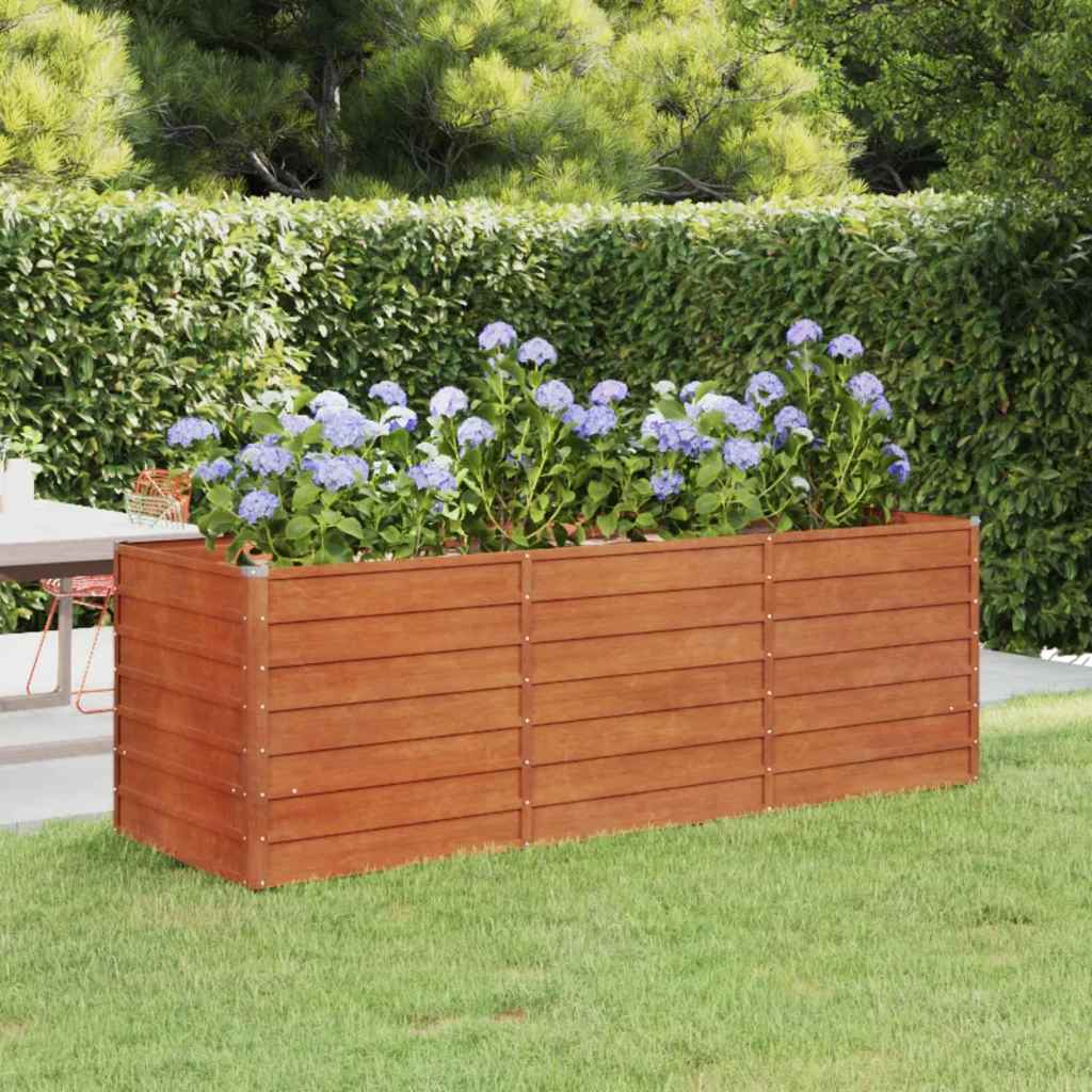 Jardinière - Lit surélevé de jardin - Pot de fleurs rouillé 240x80x77 cm acier corten Couleur évolue n1313l - 2