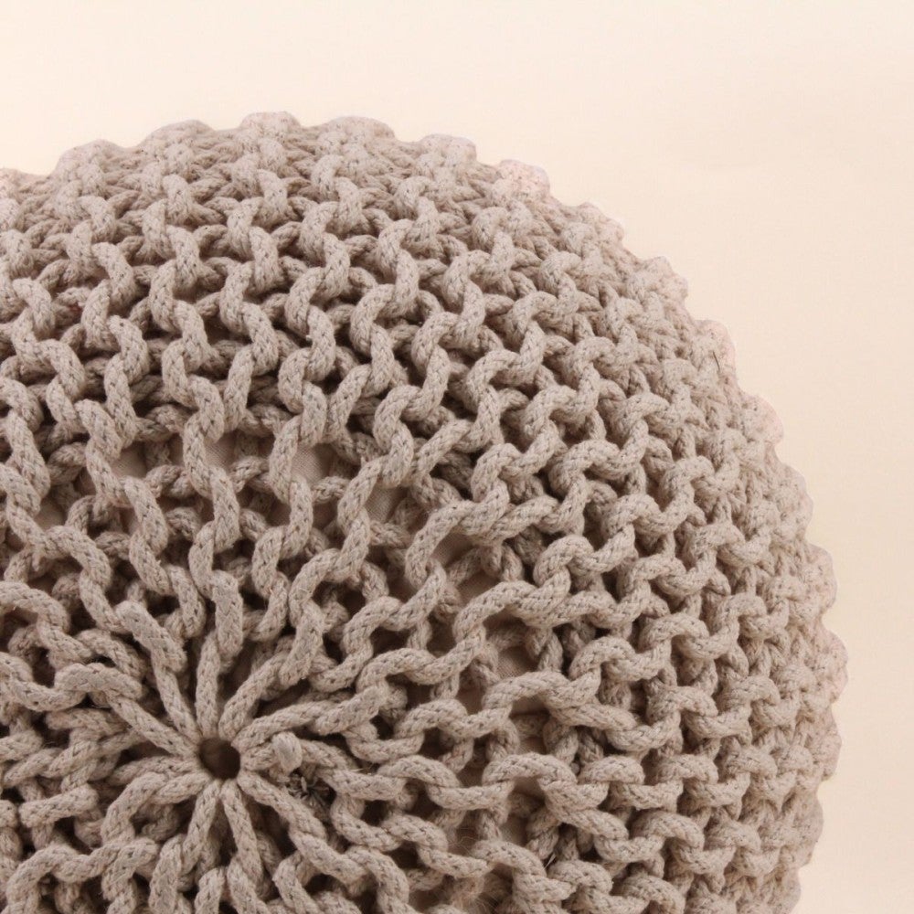 Pouf rond tricot 40x30cm - Ornami - 5