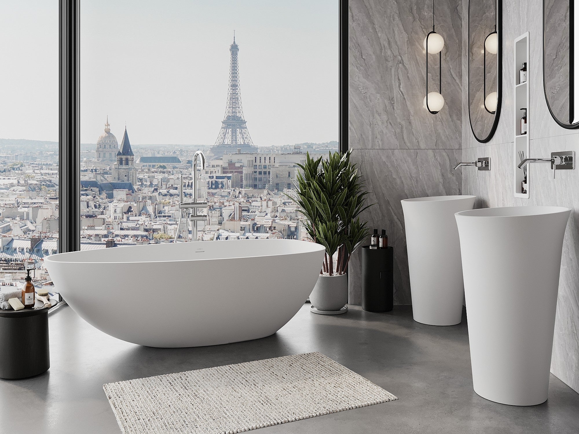 Mexen Imola bañera exenta de conglomerado 160 x 81 cm, blanco mate - 57281608000 - 2