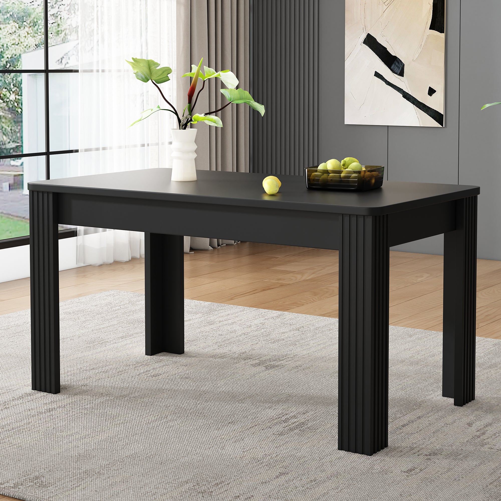 Stół jadalny prostokątny dla 4-6 osób - Płyta wiórowa - 116 x 65 x 75 cm - Czarny - 2