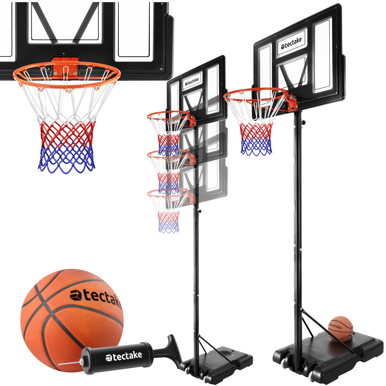 Tectake Canasta de baloncesto Dirk, altura del aro 230 305 cm