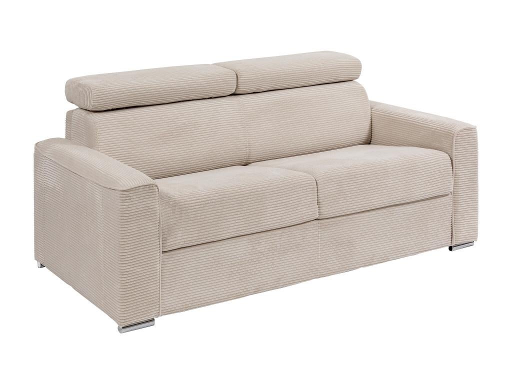 Canapé 4 places convertible express en velours côtelé beige - Couchage