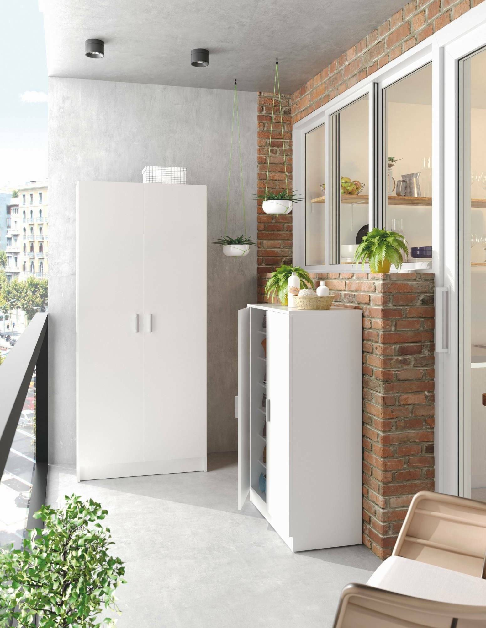Armoire polyvalente à 2 portes Abadubidu, Armoire à balais, Étagère à chaussures avec étagères, Armoire à chaussures, cm73x37h180 cm, Blanc - 5