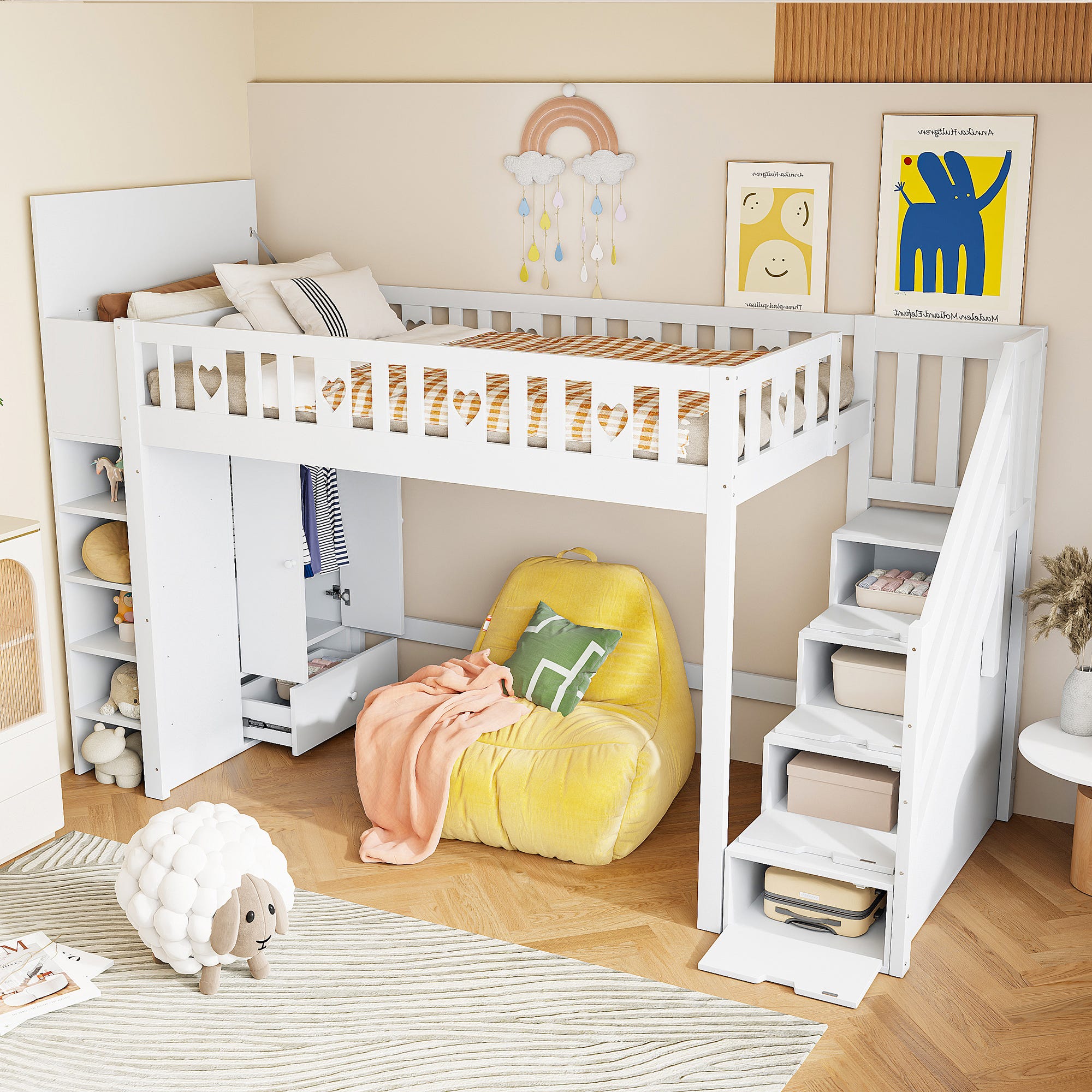 Lit Mezzanine 90 X 190 Cm Avec Armoire Et Bureau En Coloris Blanc Et Naturel Lanilato Lit Mezzanine 90 X 190 Cm Avec Armoire Et Bureau En Coloris Blanc Et Naturel Lanilato