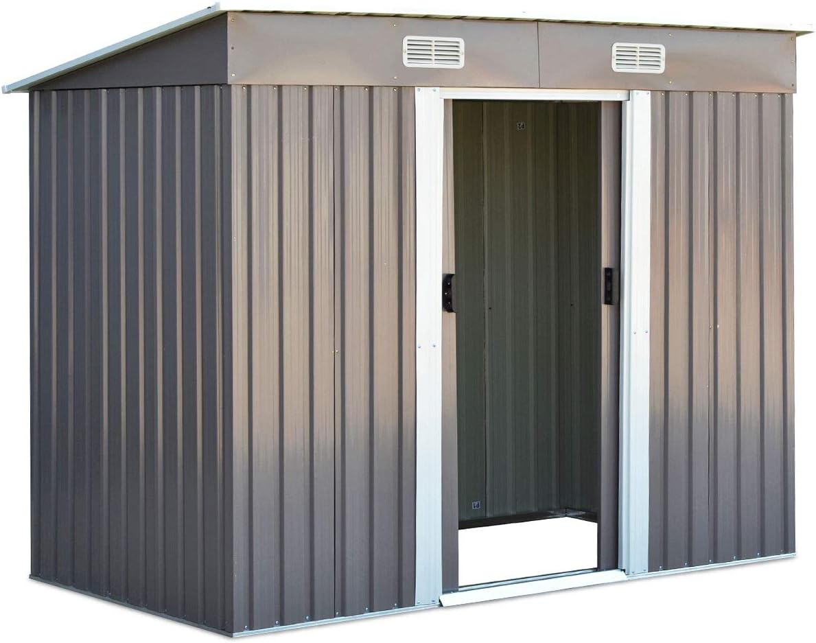 2.97M² Abri de Jardin en Métal,Cabane à Outils en Tôle Galvanisée,Remise de Jardin avec Porte Coulissante,Bouches d'Aération,238x131x181cm - 9